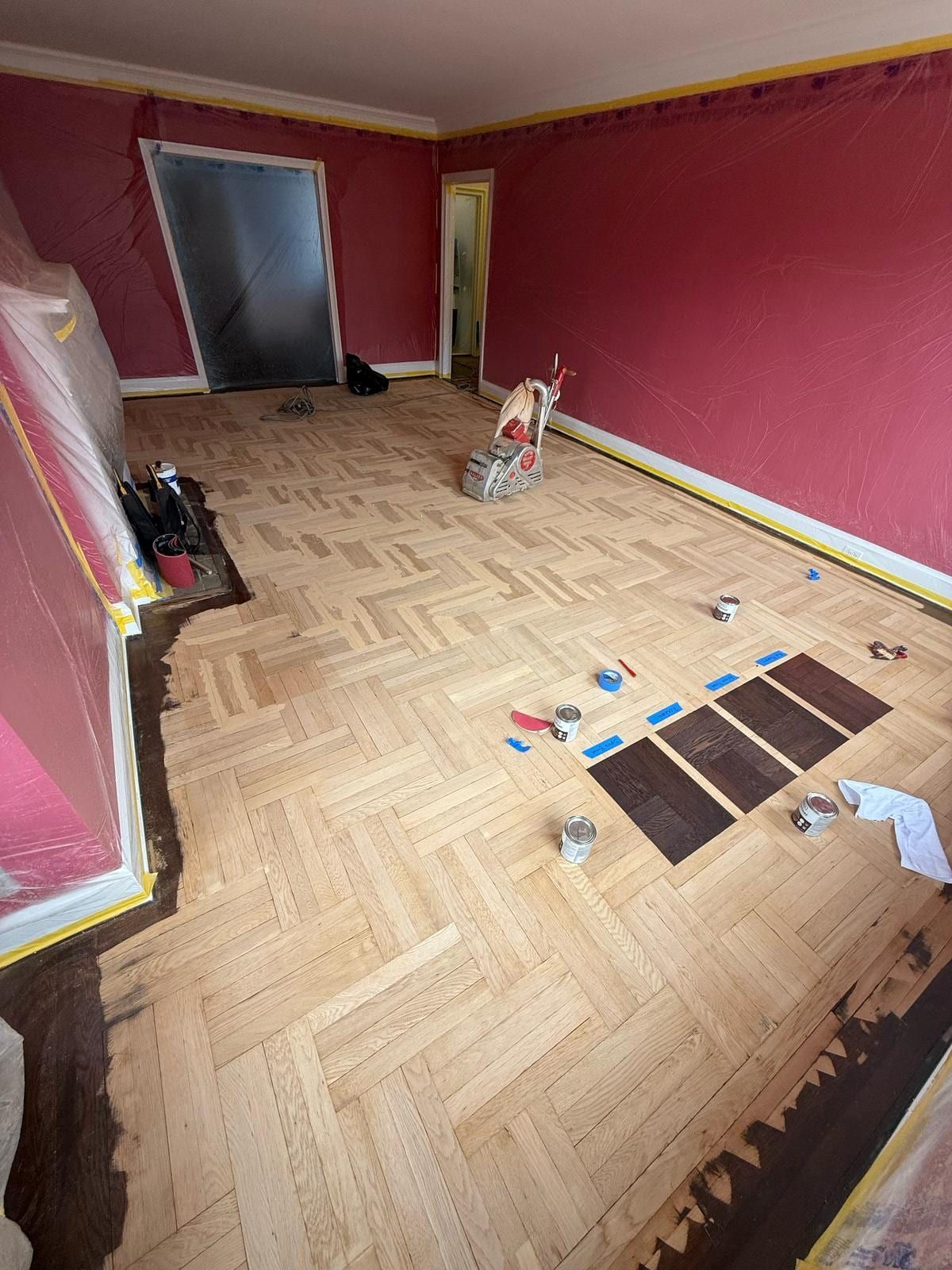 Before: Herringbone Sand & Dark Stain — photo 2